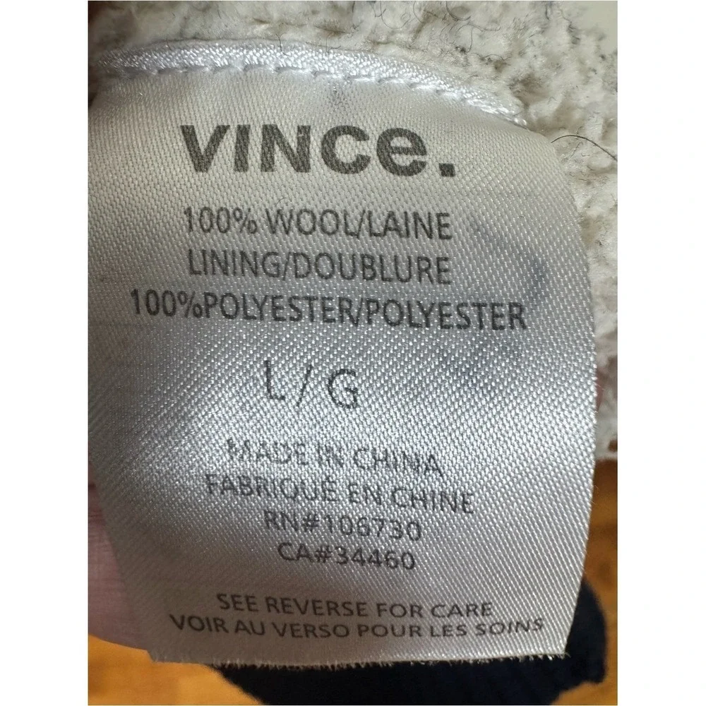 Vince Mens Wool Navy Blue Shearling Lined Cardigan Sweater Jacket Large Preppy